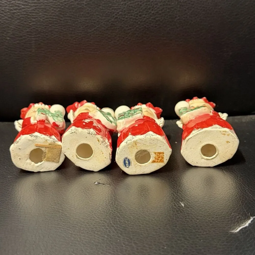 Vintage 1950s Commodore Christmas Noel Angel Candle Holders Figurines Japan